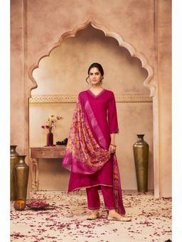 BulBul - Shikha Muslin Pink Kurta and Pant with Dupatta (Set of 3)