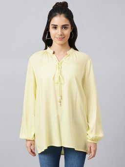 First Resort by Ramola Bachchan - Yellow Blouson Top