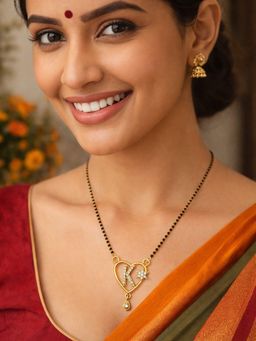 Digital Dress Room - Short Mangalsutra Designs With Husband Initial Custom K Alphabet Pendant