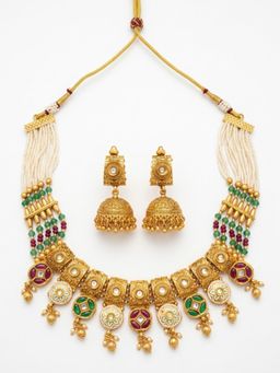 STILEADDA - Bandhai Inspired Necklace With Earrings