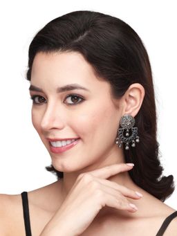 Anvik - Silver Oxidised Finish Drop Earring