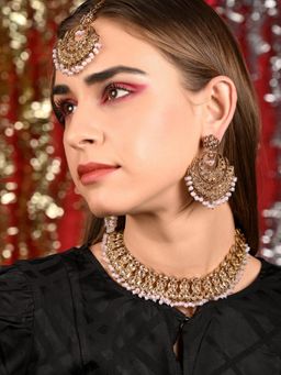 Odette - Women Gold Tone Lavender Pearl Jewellery Set