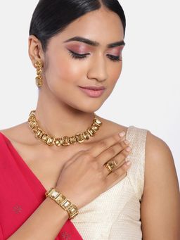 Peora - Gold Plated Crystal Necklace and Earrings with Bracelet and Ring