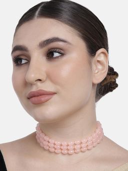 Peora - Traditional Peach Beads Choker Necklace Ethnic for Women