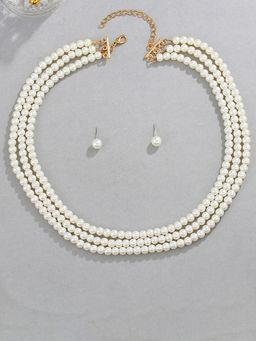 Peora - Multi Layer Beads Studded Necklace and Earrings Gift for Women