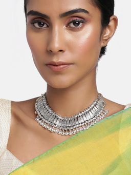 Peora - Oxidised German Silver Plated Tribal Choker Necklace