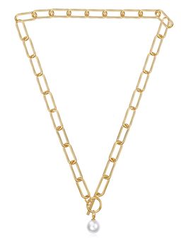 Peora - Gold Plated Pearl Pendant Necklace Fashion Wear Stylish for Women