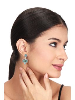 Anvik - Floral Pastel Oxidised Drop Earrings