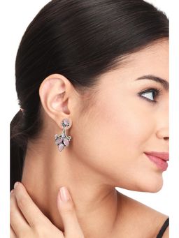 Anvik - Floral Pastel Oxidised Drop Earrings