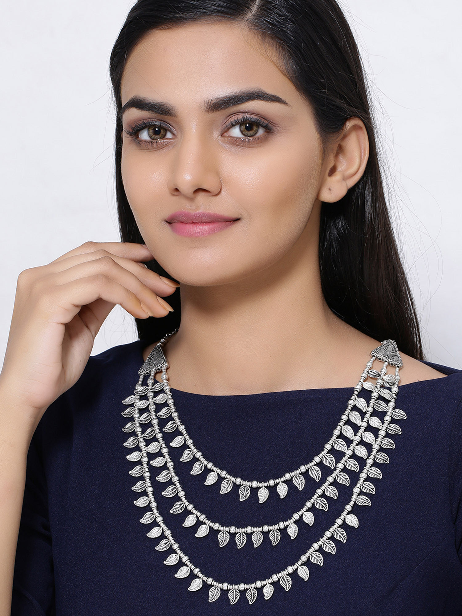 Shoshaa Silver Plated Oxidised Necklace 