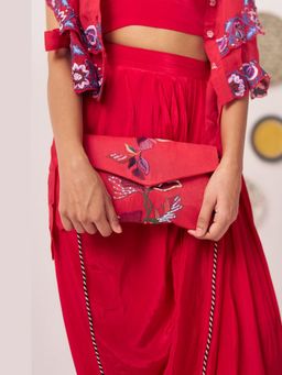 Western Era - Red Front and Back Floral Embroidered Sling Bag