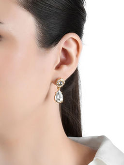 Lilly & Sparkle - Gold Toned Crystal and Stone Studded Dangler Earrings