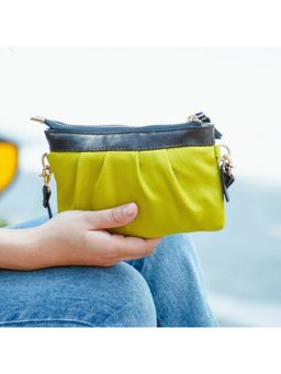 Visual Echoes - Lemony Green Color Burst Sling Wallet