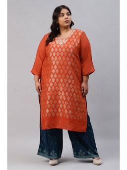 W - Red Embroidered Kurta