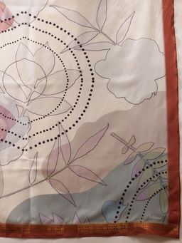 Silk Land - Digital Printed
                  Silk Scarf with Zari Border Off White - 3