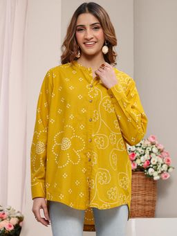 Libas - Mustard Bandhani Printed Panelled Shirt