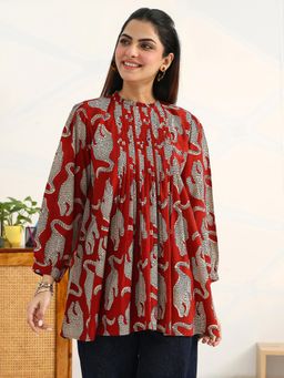 Gerua By Libas - Rust Printed A-Line Kurti