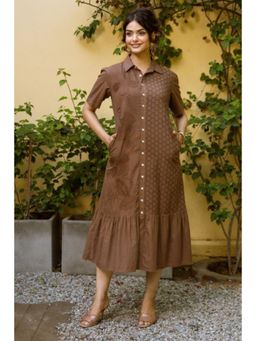 Autumnlane - Ravya Peanut Embroidery Cotton Dress