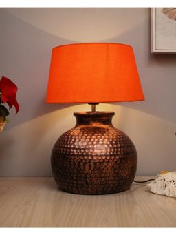 Homesake - Antique Table Lamp Pot Orange Shade
