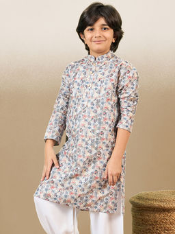 Sanwara - Zari Embroidered Multi-Color Printed Kurta for Boys