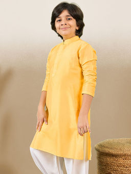 Sanwara - Premium Cotton Silk Yellow Kurta for Boys