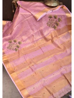 Shobitam - Tissue Linen Saree With Unstitched Blouse