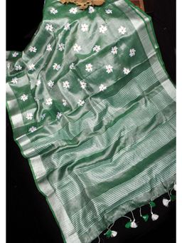 Shobitam - Tissue Linen Saree With Unstitched Blouse