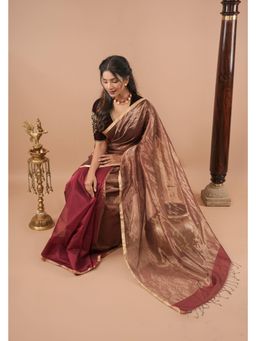 Shobitam - Exquisite Zari Tissue Maheshwari Silk Cotton Saree With Unstitched Blouse