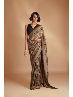 Shobitam - Vegan Georgette Floral Brocade Silk Saree With Unstitched Blouse