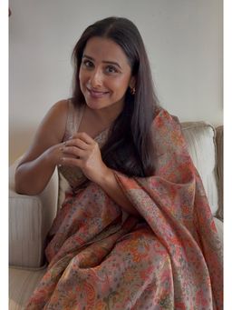 Shobitam - Vegan Tissue Peach Saree With Unstitched Blouse