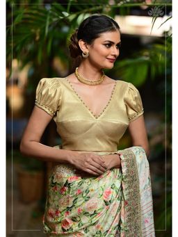 Shobitam - Gold Tone Sweetheart Neck Blouse