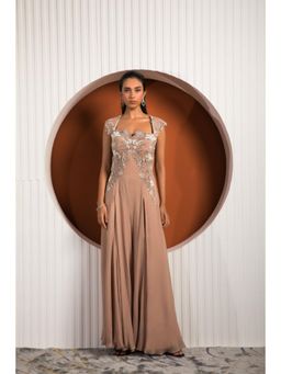 Jade by Ashima - Nettle Peach Georgette Thread Work Jumpsuit