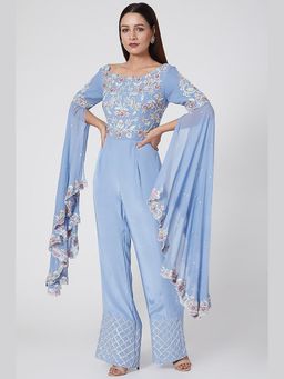 Jade by Ashima - Blue Silk Thread Work Jumpsuit
