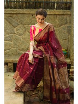 Shobitam - Maheshwari Silk Cotton Saree With Unstitched Blouse