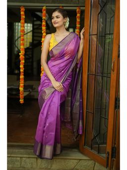 Shobitam - Handwoven Maheshwari Silk Cotton Saree With Unstitched Blouse