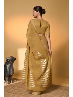 Masaba - Gold Droopy Bloom Gota Saree With Unstitched Blouse