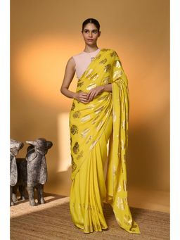 Masaba - Yellow Haath Saree With Unstitched Blouse