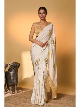 Masaba - Ivory Ganesh Saree With Unstitched Blouse
