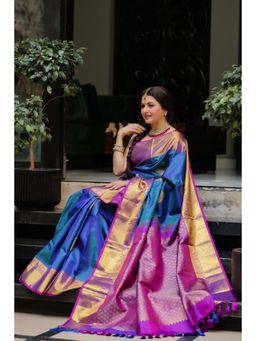 Shobitam - Exquisite Peacock Kanjivaram Pure Silk Saree With Unstitched Blouse