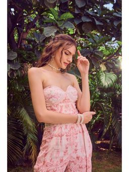 Jade by Ashima - Pink Crepe Printed Corset Jumpsuit