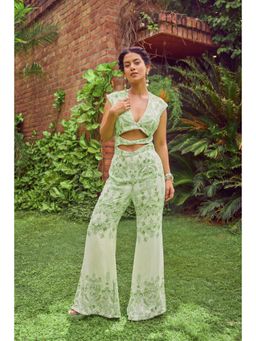 Jade by Ashima - Green Shantoon Beads And Stones Jumpsuit