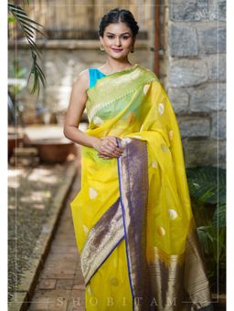 Shobitam - Banarasi Silk Organza Saree With Unstitched Blouse