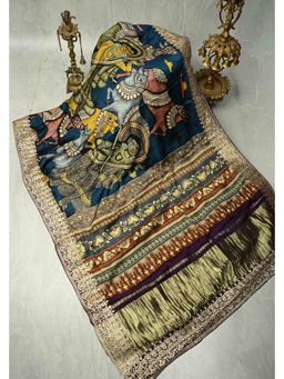 Shobitam - Peacock Blue Gajji Silk Saree With Unstitched Blouse