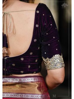 Shobitam - Burgundy Velvet Gotta Detailing Blouse