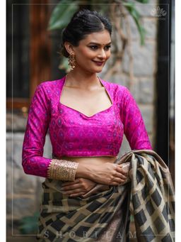 Shobitam - Authentic Ikkat Pure Raw Silk Full Sleeve Blouse