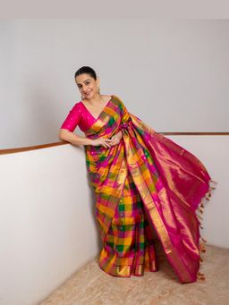 Shobitam - Exquisite Paalum Pazhamum Classic Kanjeevaram Silk Saree With Unstitched Blouse