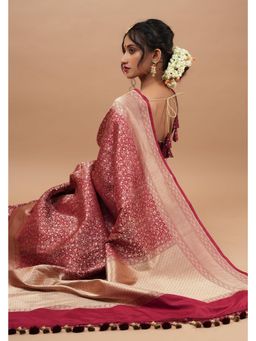 Shobitam - Brick Pure Banarasi Silk Katan Saree With Unstitched Blouse