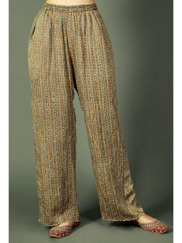 Tjori - Multi-Color Ajrakh Printed Modal Silk Palazzos