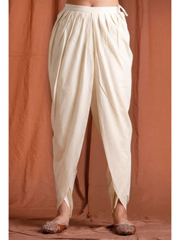 Tjori - Off White Cotton Dhoti