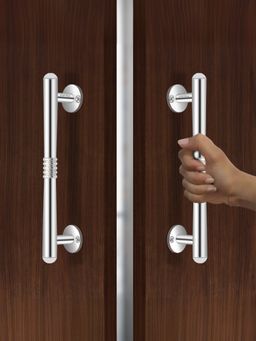 Plantex - Stainless Steel Main Door Handle 8 Inch S-142 Chrome (Pack of 2)